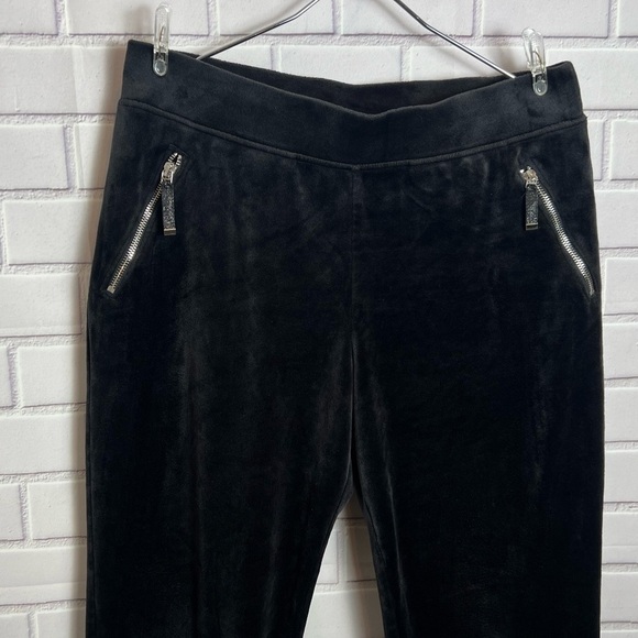 CHICOS Black Velvet Pants with Silver Zipper Accents/size 1 - Picture 3 of 7
